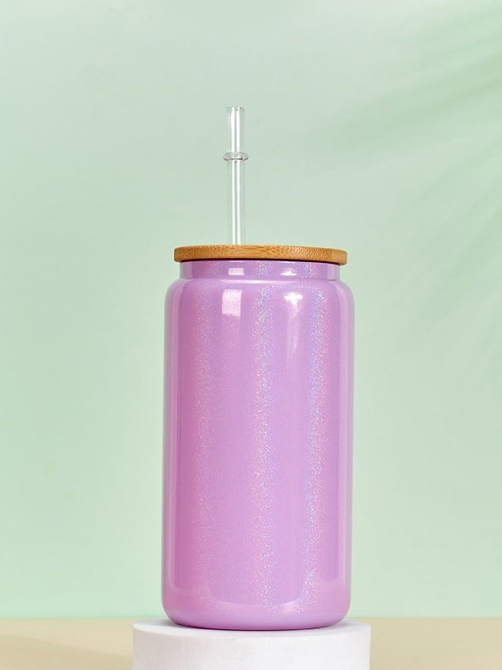Purple Tumbler with Bamboo Lid and Straw